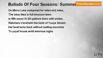 Li Po - Ballads Of Four Seasons: Summer