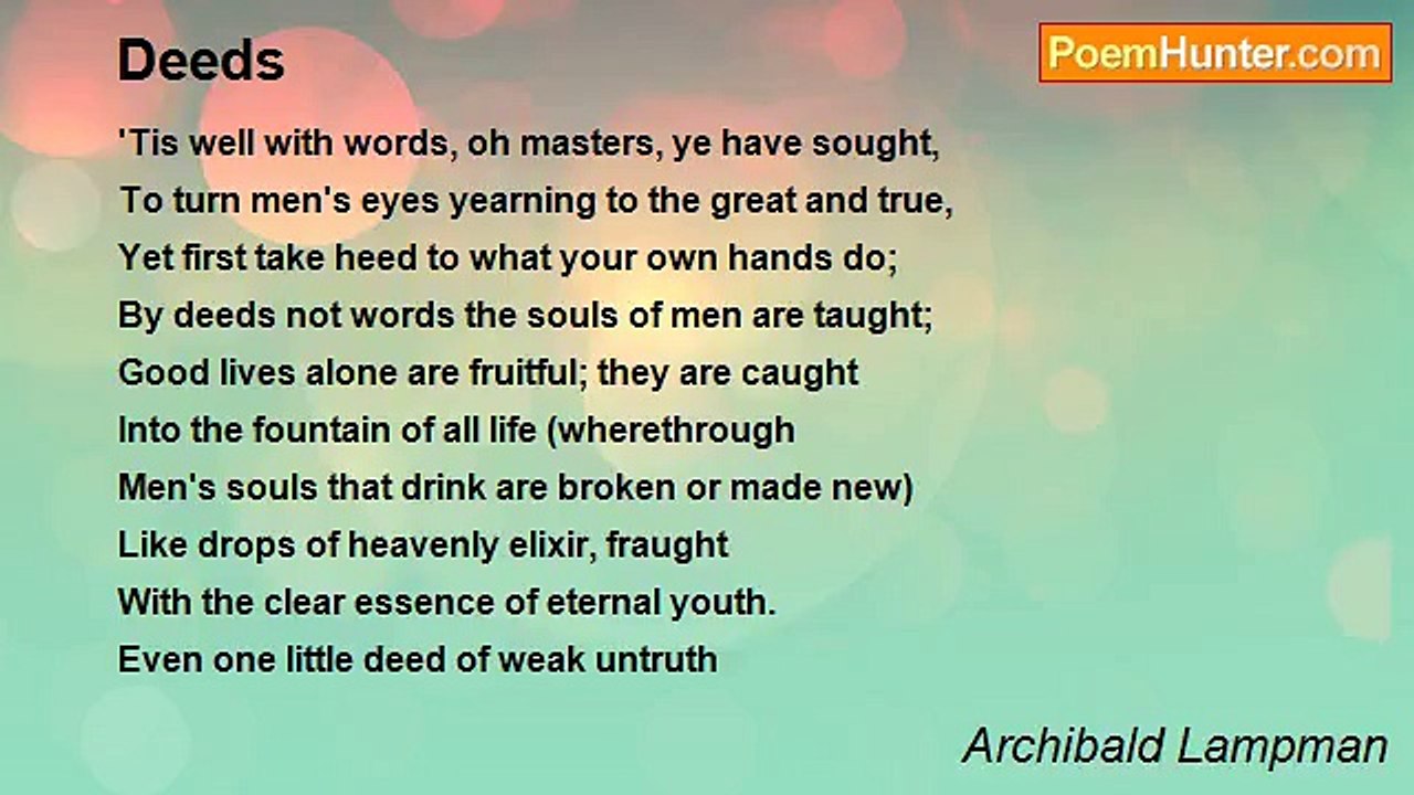Archibald Lampman - Deeds