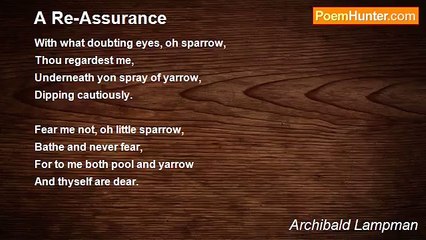 Archibald Lampman - A Re-Assurance