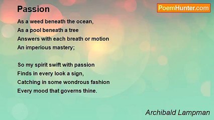 Archibald Lampman - Passion