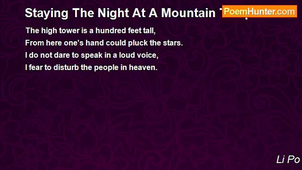 Li Po - Staying The Night At A Mountain Temple