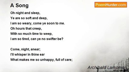 Archibald Lampman - A Song