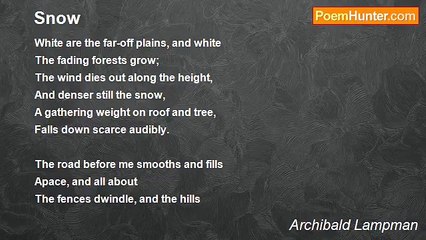 Archibald Lampman - Snow
