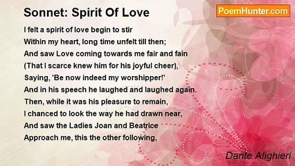 Dante Alighieri - Sonnet: Spirit Of Love