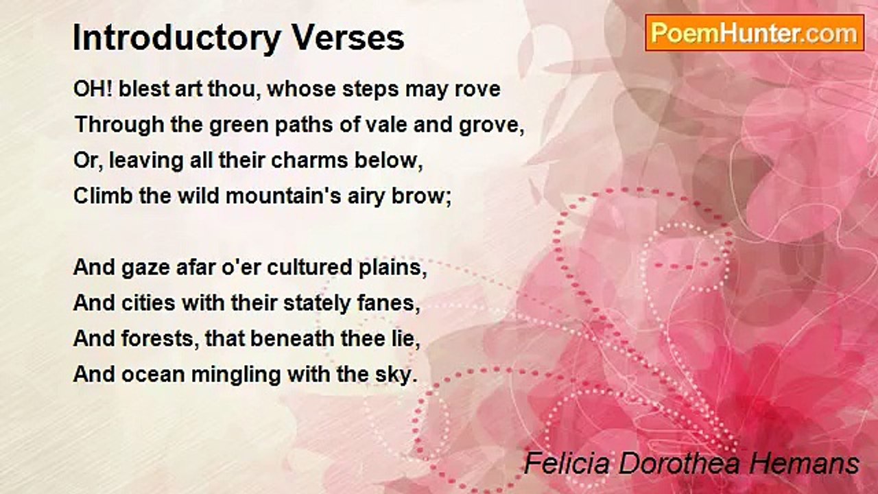 Felicia Dorothea Hemans - Introductory Verses