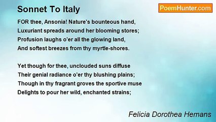 Felicia Dorothea Hemans - Sonnet To Italy