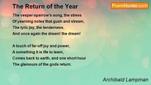 Archibald Lampman - The Return of the Year