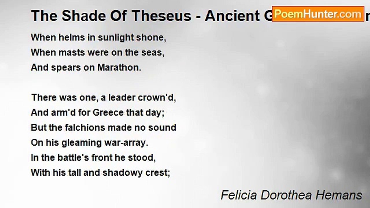 Felicia Dorothea Hemans - The Shade Of Theseus - Ancient Greek Tradition