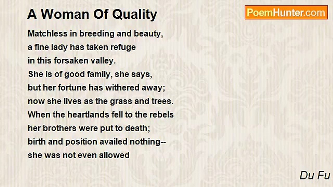 Du Fu - A Woman Of Quality