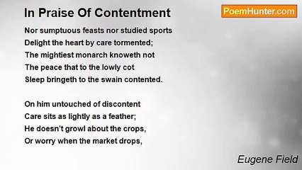 Eugene Field - In Praise Of Contentment