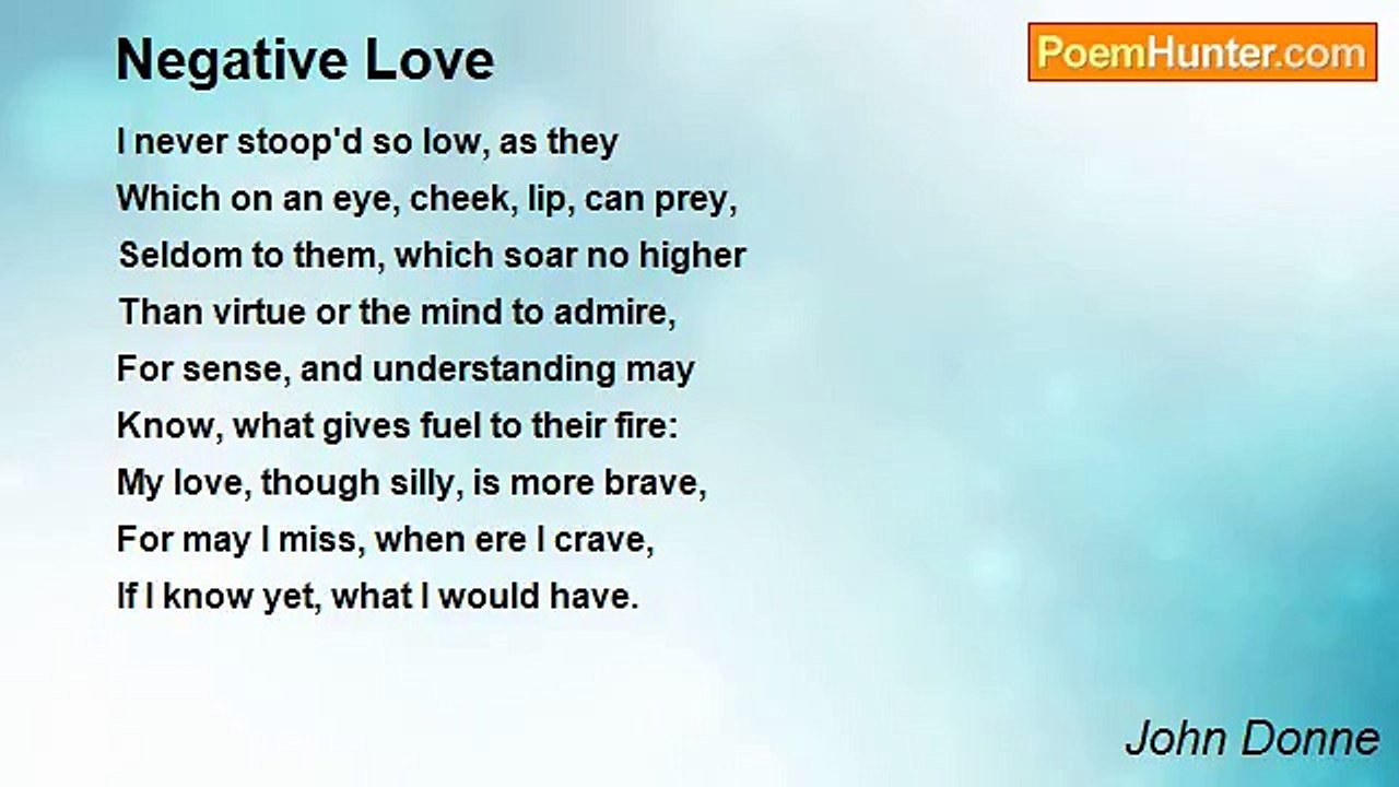 John Donne - Negative Love