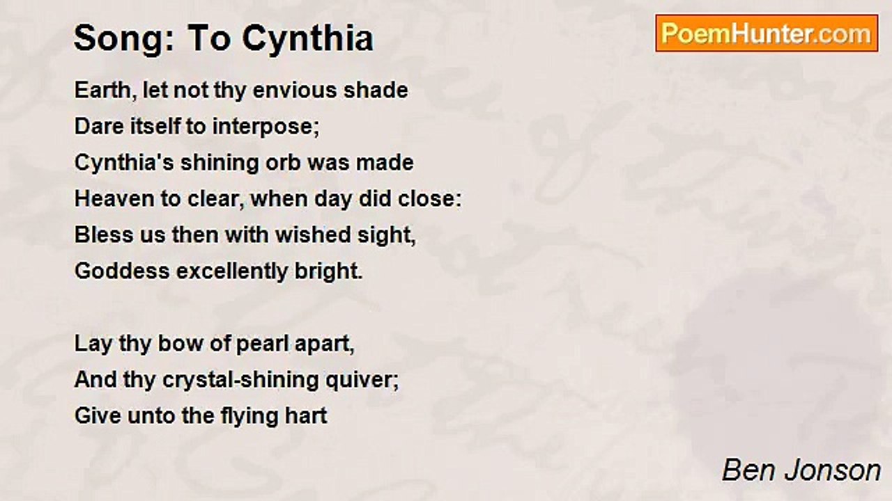 Ben Jonson - Song: To Cynthia