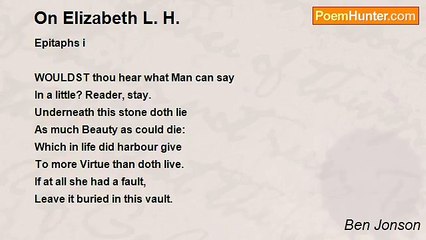 Ben Jonson - On Elizabeth L. H.