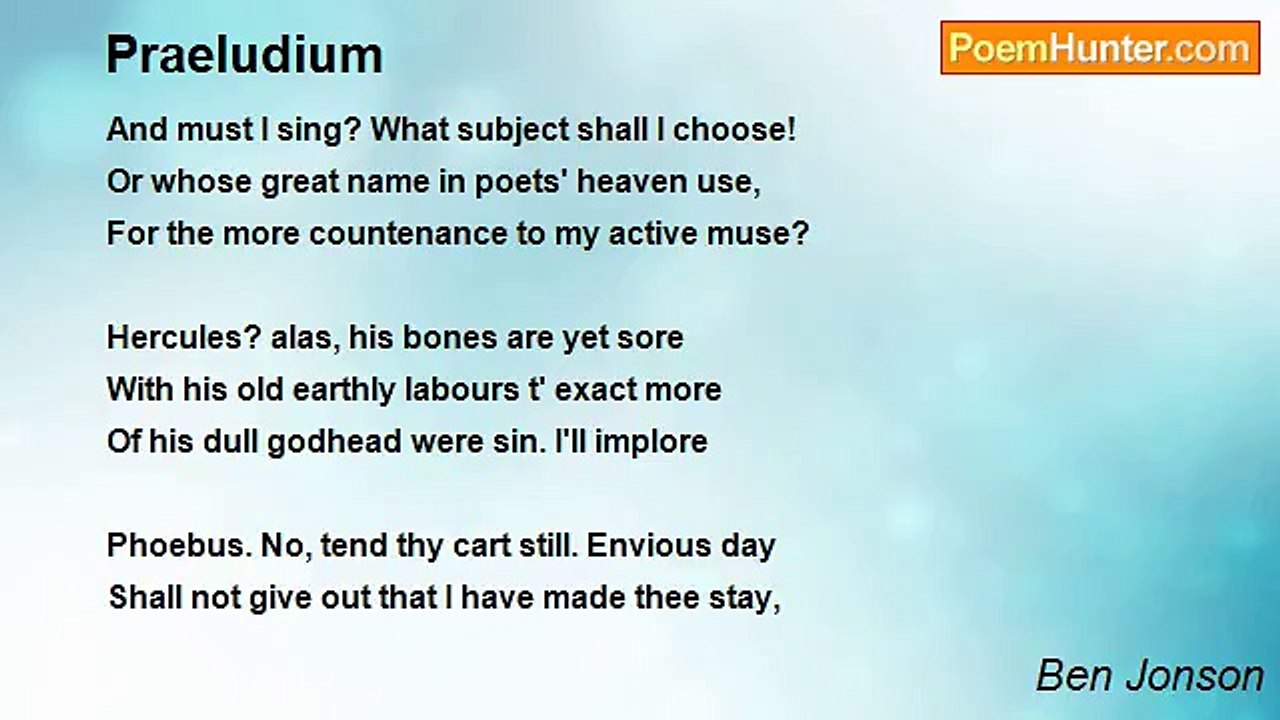 Ben Jonson - Praeludium