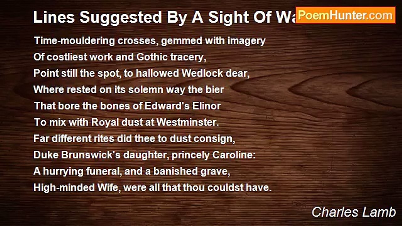 Charles Lamb - Lines Suggested By A Sight Of Waltham Cross