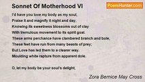 Zora Bernice May Cross - Sonnet Of Motherhood VI