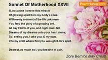 Zora Bernice May Cross - Sonnet Of Motherhood XXVII