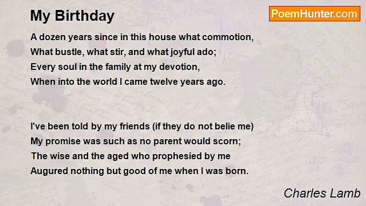 Charles Lamb - My Birthday