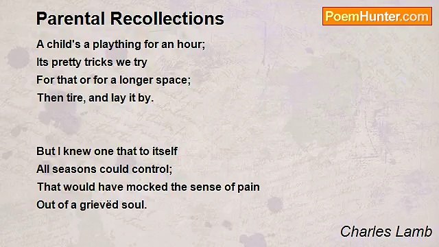 Charles Lamb - Parental Recollections