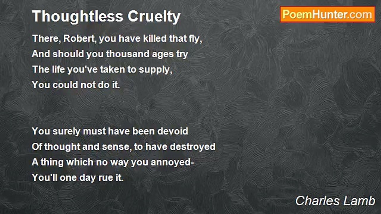 Charles Lamb - Thoughtless Cruelty