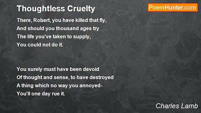 Charles Lamb - Thoughtless Cruelty