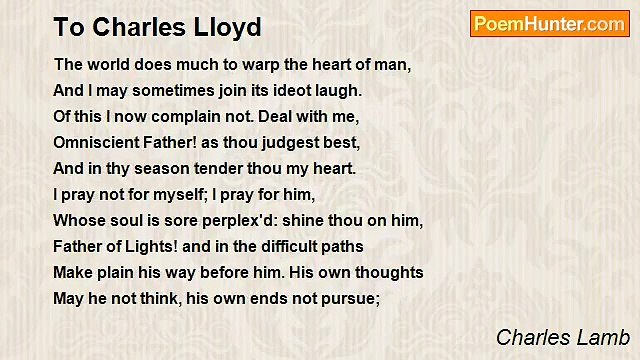 Charles Lamb - To Charles Lloyd
