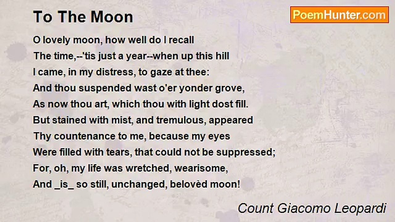 Count Giacomo Leopardi - To The Moon