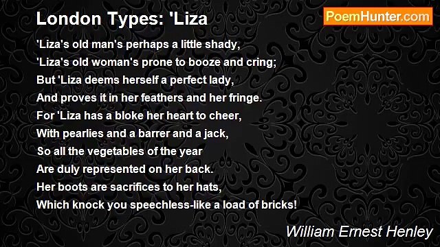 William Ernest Henley - London Types: 'Liza