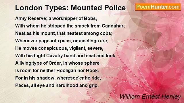 William Ernest Henley - London Types: Mounted Police