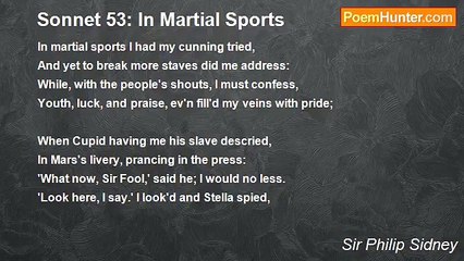 Sir Philip Sidney - Sonnet 53: In Martial Sports
