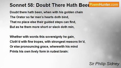 Sir Philip Sidney - Sonnet 58: Doubt There Hath Been
