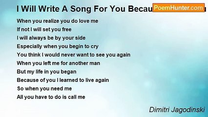Dimitri Jagodinski - I Will Write A Song For You Because I Love You
