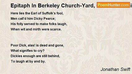 Jonathan Swift - Epitaph In Berkeley Church-Yard, Gloucestershire