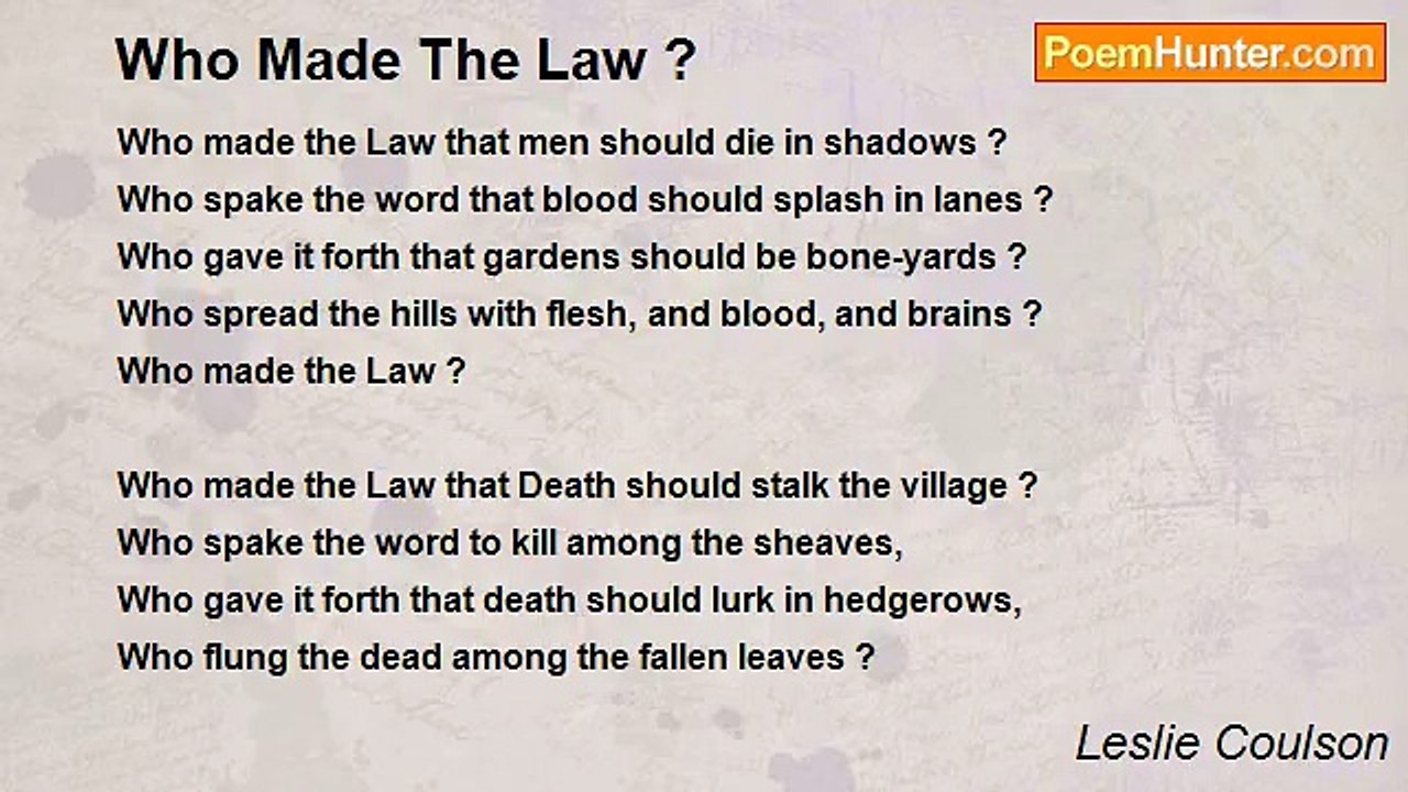 Leslie Coulson - Who Made The Law ?