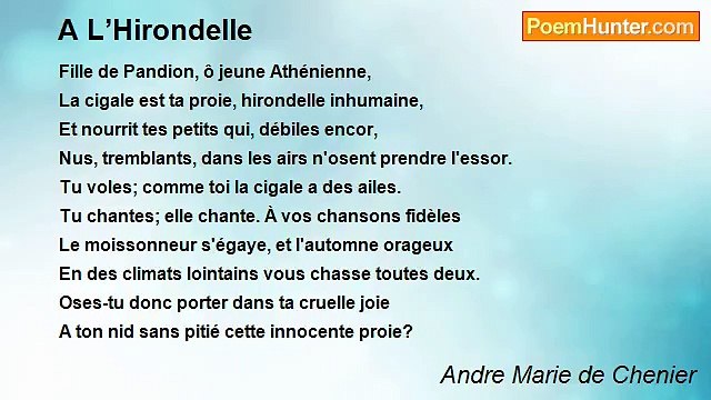 Andre Marie de Chenier - A L’Hirondelle