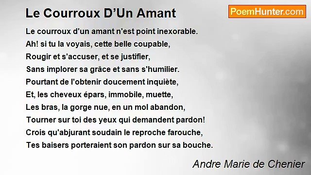 Andre Marie de Chenier - Le Courroux D’Un Amant