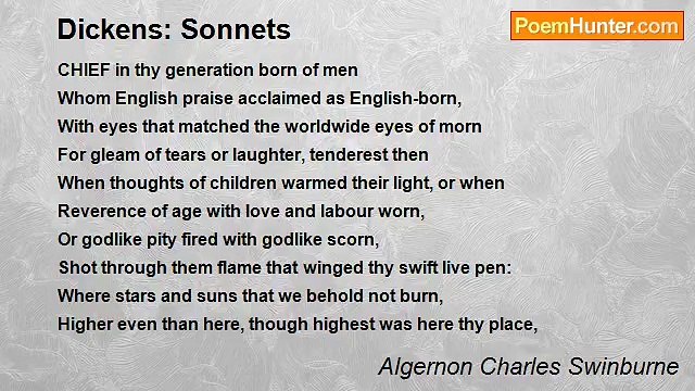 Algernon Charles Swinburne - Dickens: Sonnets