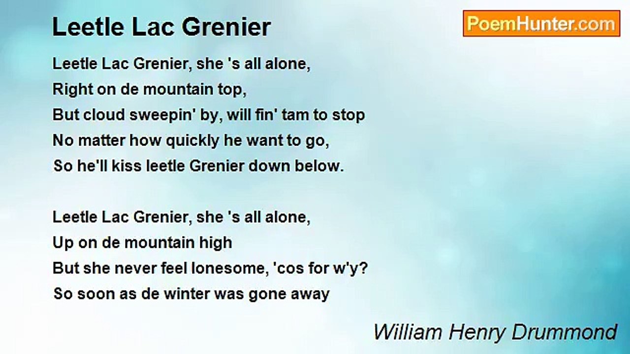 William Henry Drummond - Leetle Lac Grenier
