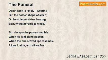 Letitia Elizabeth Landon - The Funeral