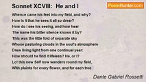 Dante Gabriel Rossetti - Sonnet XCVIII:  He and I