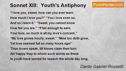 Dante Gabriel Rossetti - Sonnet XIII:  Youth's Antiphony