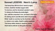 Dante Gabriel Rossetti - Sonnet LXXXVIII:  Hero's Lamp.