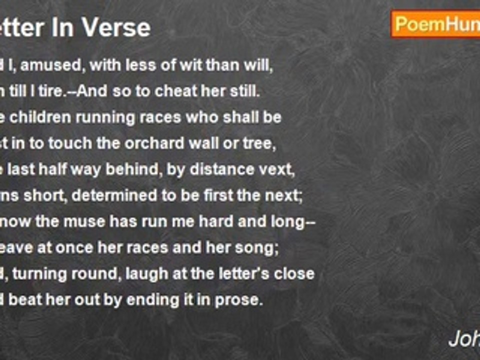 John Clare - Letter In Verse