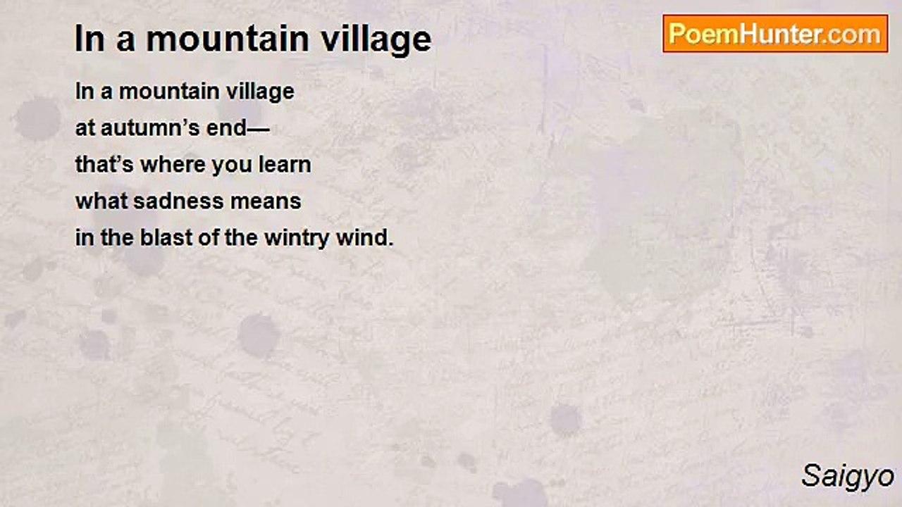 Saigyo - In a mountain village