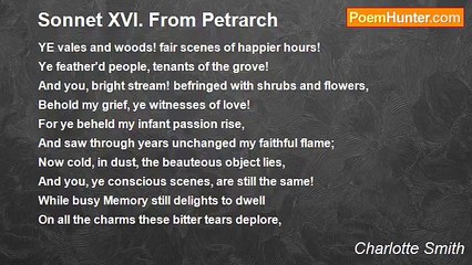 Charlotte Smith - Sonnet XVI. From Petrarch