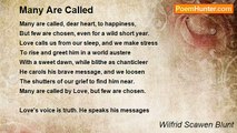 Wilfrid Scawen Blunt - Many Are Called