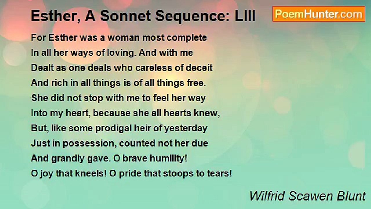 Wilfrid Scawen Blunt - Esther, A Sonnet Sequence: LIII