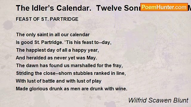 Wilfrid Scawen Blunt - The Idler’s Calendar. Twelve Sonnets For The Months. September