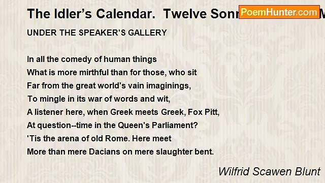 Wilfrid Scawen Blunt - The Idler’s Calendar. Twelve Sonnets For The Months. February