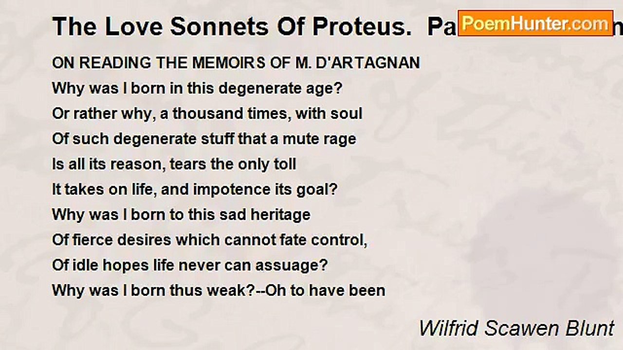 Wilfrid Scawen Blunt - The Love Sonnets Of Proteus.  Part III: Gods And False Gods: LXX